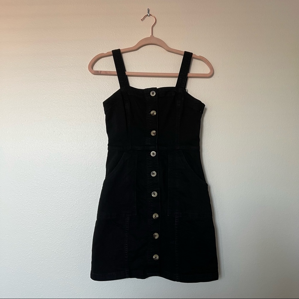 Black Stretchy Denim-Like Mini Dress Small